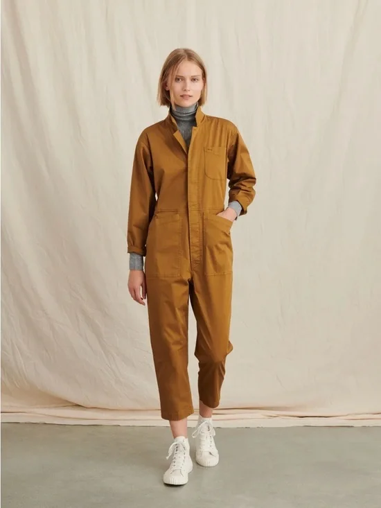 Alex Mill — Utility Cotton Twill Jumpsuit - Hickory — Size L - Picture 2 of 16
